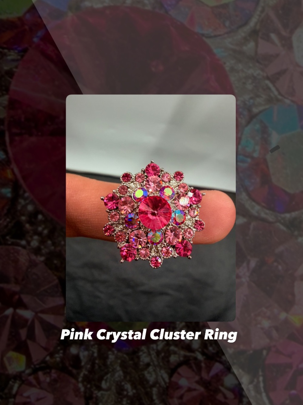 NWOT Pink Crystal Cluster Ring